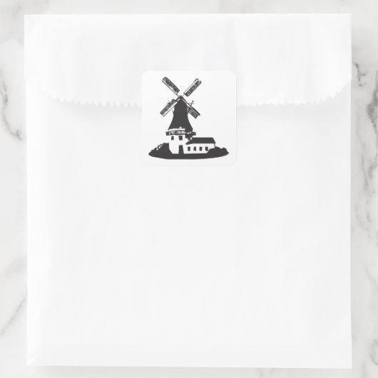 Windmolengebouw Vierkante Sticker (Tas)