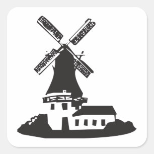 Windmolengebouw Vierkante Sticker