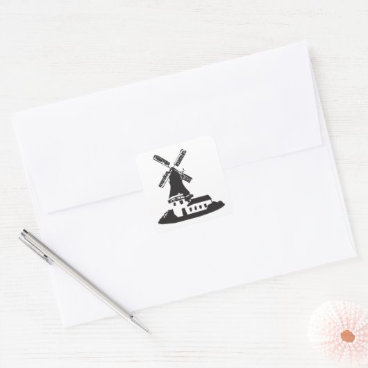 Windmolengebouw Vierkante Sticker (Envelop)