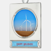 Windmolenlandschap Verzilverd Banner Ornament (Links)