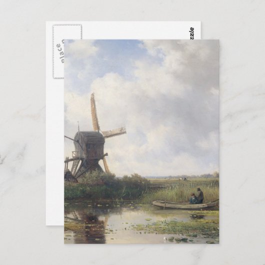 Windmolenlandschap - Willem Roelofs Briefkaart (Voorkant / Achterkant)