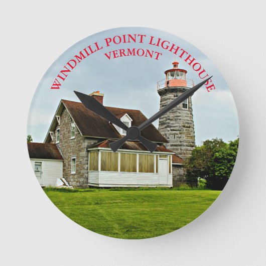 Windmolenpuntvuurtoren Vermont-ronde wandklok (Voorkant)
