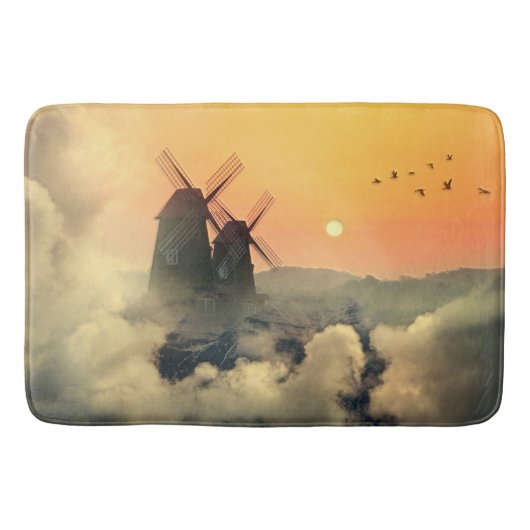 Windmolens, bergen en wolken badmat (Voorkant)