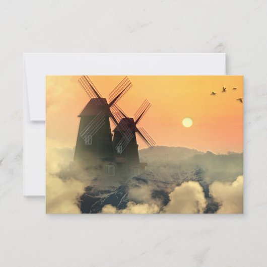 Windmolens, bergen en wolken bedankkaart (Voorkant)