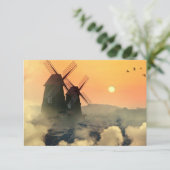 Windmolens, bergen en wolken bedankkaart (Staand voorkant)