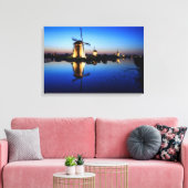 Windmolens bij Blauwe Uur canvasprint Canvas Afdruk (Insitu (Woonkamer))