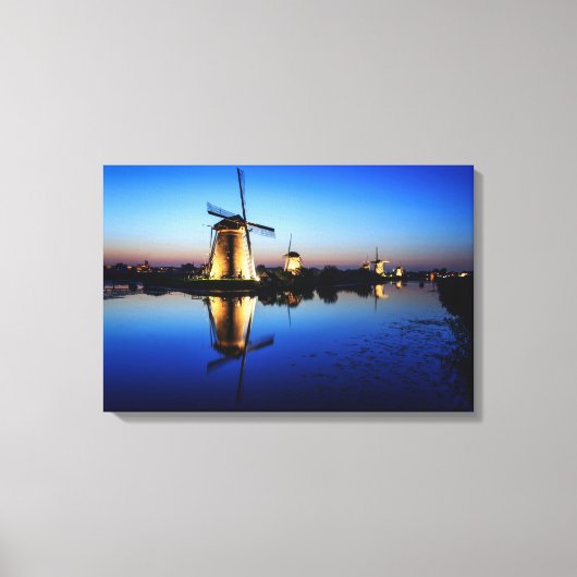 Windmolens bij Blauwe Uur canvasprint Canvas Afdruk (Voorkant)