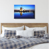 Windmolens bij Blauwe Uur canvasprint Canvas Afdruk (Insitu (Slaapkamer))