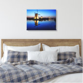 Windmolens bij Blue Hour canvas print (Insitu (Slaapkamer))