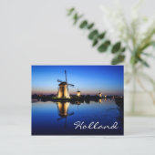 Windmolens bij Blue Hour in Holland, briefkaart te (Staand voorkant)
