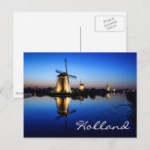 Windmolens bij Blue Hour in Holland, briefkaart te (Voorkant / Achterkant)