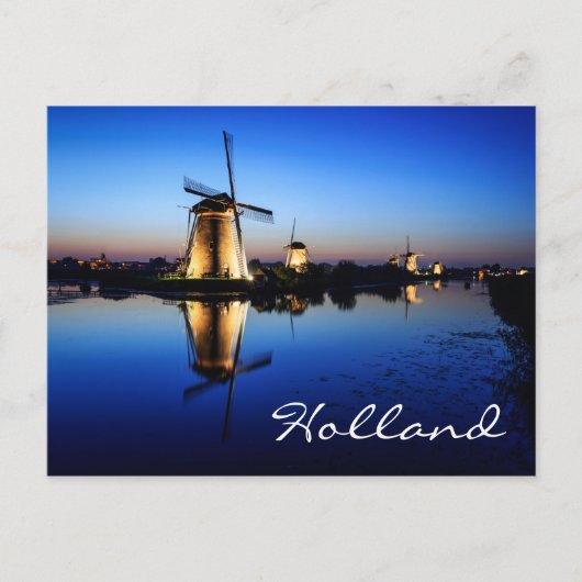Windmolens bij Blue Hour in Holland, briefkaart te (Voorkant)