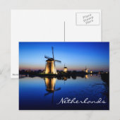 Windmolens bij Blue Hour in Nederlands briefkaart (Voorkant / Achterkant)