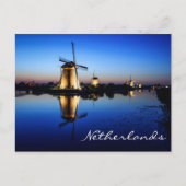 Windmolens bij Blue Hour in Nederlands briefkaart (Voorkant)