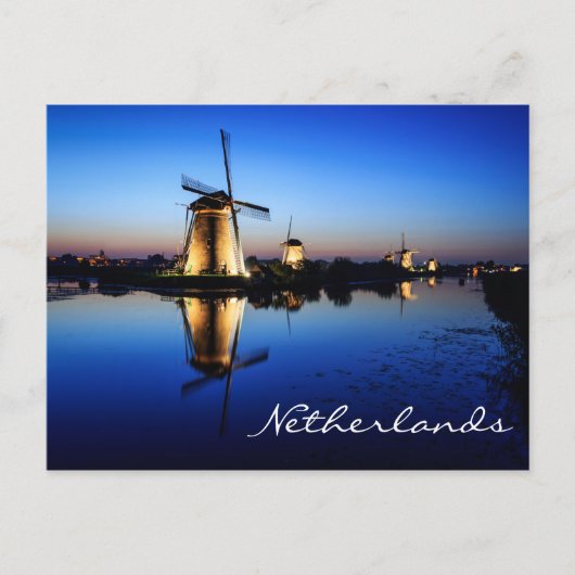 Windmolens bij Blue Hour in Nederlands briefkaart (Voorkant)