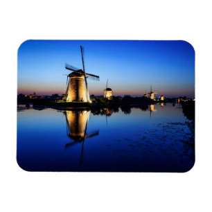 Windmolens bij Blue Hour rechthoekige magneet