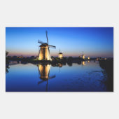Windmolens bij Blue Hour rechthoekige sticker (Voorkant)