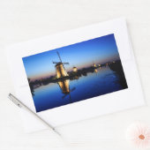 Windmolens bij Blue Hour rechthoekige sticker (Envelop)