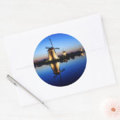 Windmolens bij Blue Hour ronde sticker (Envelop)