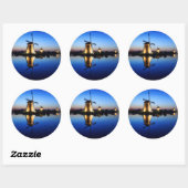 Windmolens bij Blue Hour ronde sticker (Vel)