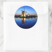 Windmolens bij Blue Hour ronde sticker (Tas)