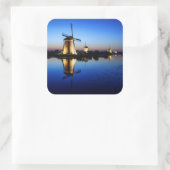 Windmolens bij Blue Hour square sticker (Tas)