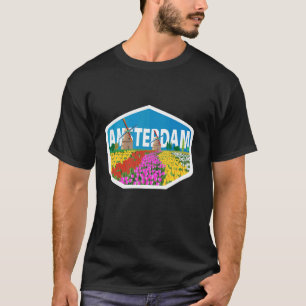 Windmolens bij kleurrijke tulp bloemenveld Amsterd T-shirt