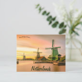 Windmolens bij zonsondergang in Nederland Briefkaart (Staand voorkant)