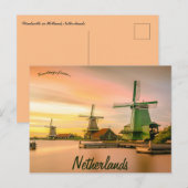 Windmolens bij zonsondergang in Nederland Briefkaart (Voorkant / Achterkant)