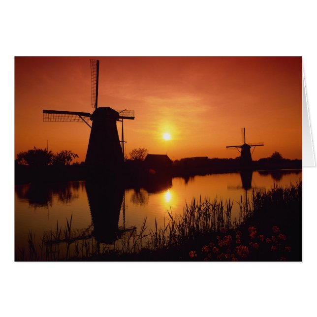 Windmolens bij zonsondergang, Kinderdijk, Nederlan (Voorkant Horizontaal)