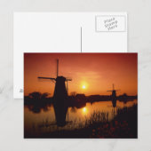 Windmolens bij zonsondergang, Kinderdijk, Nederlan Briefkaart (Voorkant / Achterkant)