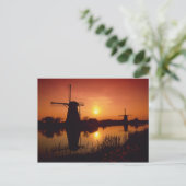 Windmolens bij zonsondergang, Kinderdijk, Nederlan Briefkaart (Staand voorkant)