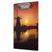 Windmolens bij zonsondergang, Kinderdijk, Nederlan Klembord (Links)