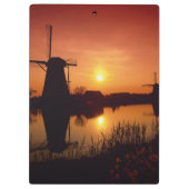 Windmolens bij zonsondergang, Kinderdijk, Nederlan Klembord (Achterkant)