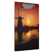 Windmolens bij zonsondergang, Kinderdijk, Nederlan Klembord (Rechts)