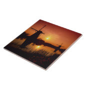Windmolens bij zonsondergang, Kinderdijk, Nederlan Tegeltje (Zijkant)