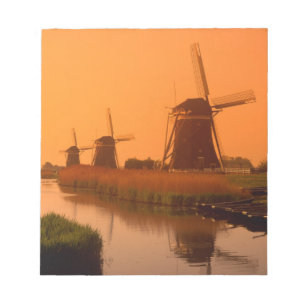 Windmolens bij zonsondergang, Leidschendam, Nederl Notitieblok