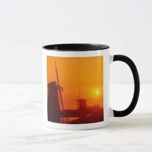 Windmolens bij zonsondergang, Schermerhorn, Nederl Mok