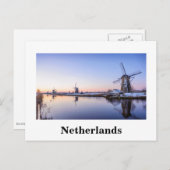 Windmolens bij zonsopgang in Nederland witte-tekst Briefkaart (Voorkant / Achterkant)