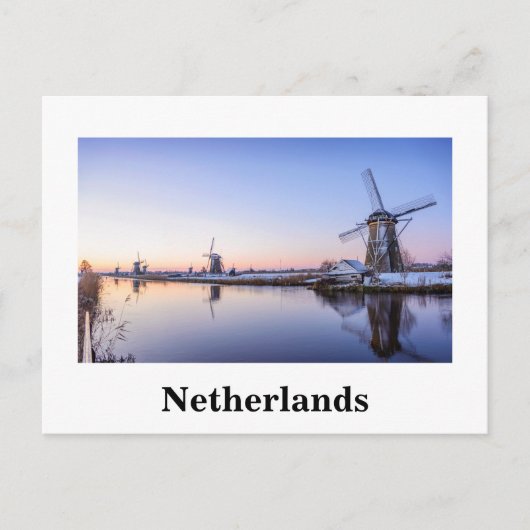 Windmolens bij zonsopgang in Nederland witte-tekst Briefkaart (Voorkant)