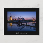 Windmolens en diskettes bij zonsondergang zwart br briefkaart (Voorkant)