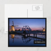 Windmolens en een brug aan de rand van het briefka briefkaart (Voorkant / Achterkant)