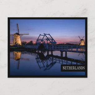 Windmolens en een brug aan de rand van het briefka briefkaart