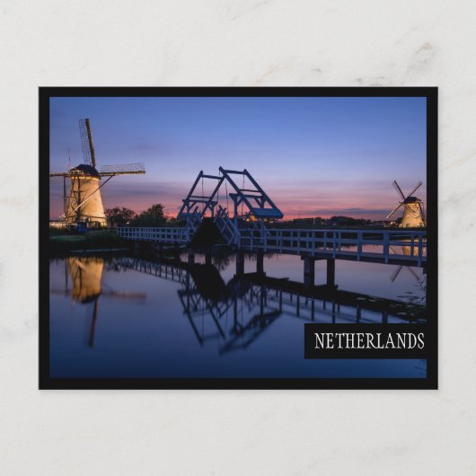 Windmolens en een brug aan de rand van het briefka briefkaart (Voorkant)