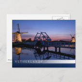 Windmolens en een brug bij briefkaart met zonnesta (Voorkant / Achterkant)