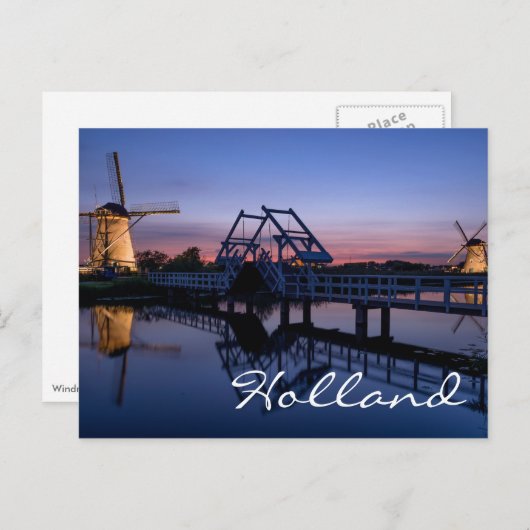 Windmolens en een diskette bij het briefkaart met (Voorkant / Achterkant)