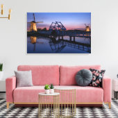 Windmolens en een ophaalbrug bij zonsondergang can canvas afdruk (Insitu (Woonkamer))
