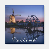 Windmolens en een ophaalbrug bij zonsondergang tek magneet (Voorkant)