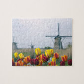 Windmolens en tulpen langs het kanaal legpuzzel (Horizontaal)