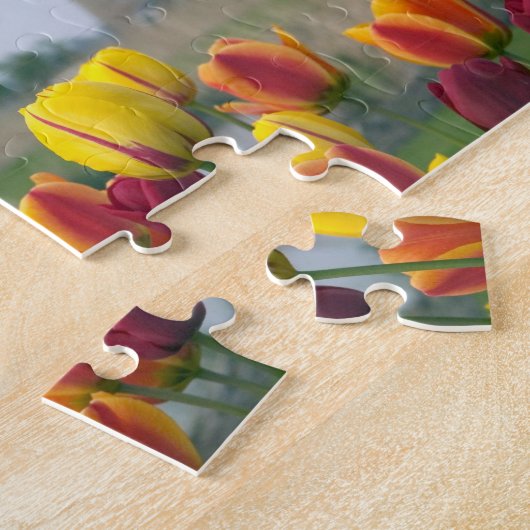 Windmolens en tulpen langs het kanaal legpuzzel (Zijkant)